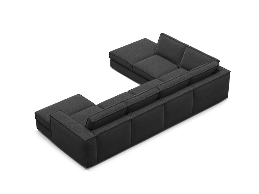 Pola 5-Sitzer Panorama Ecksofa, Linke Seite, aus Strukturierter Stoff in Schwarz (BABEL BLACK), 362x259 cm von Micadoni – Bild 5