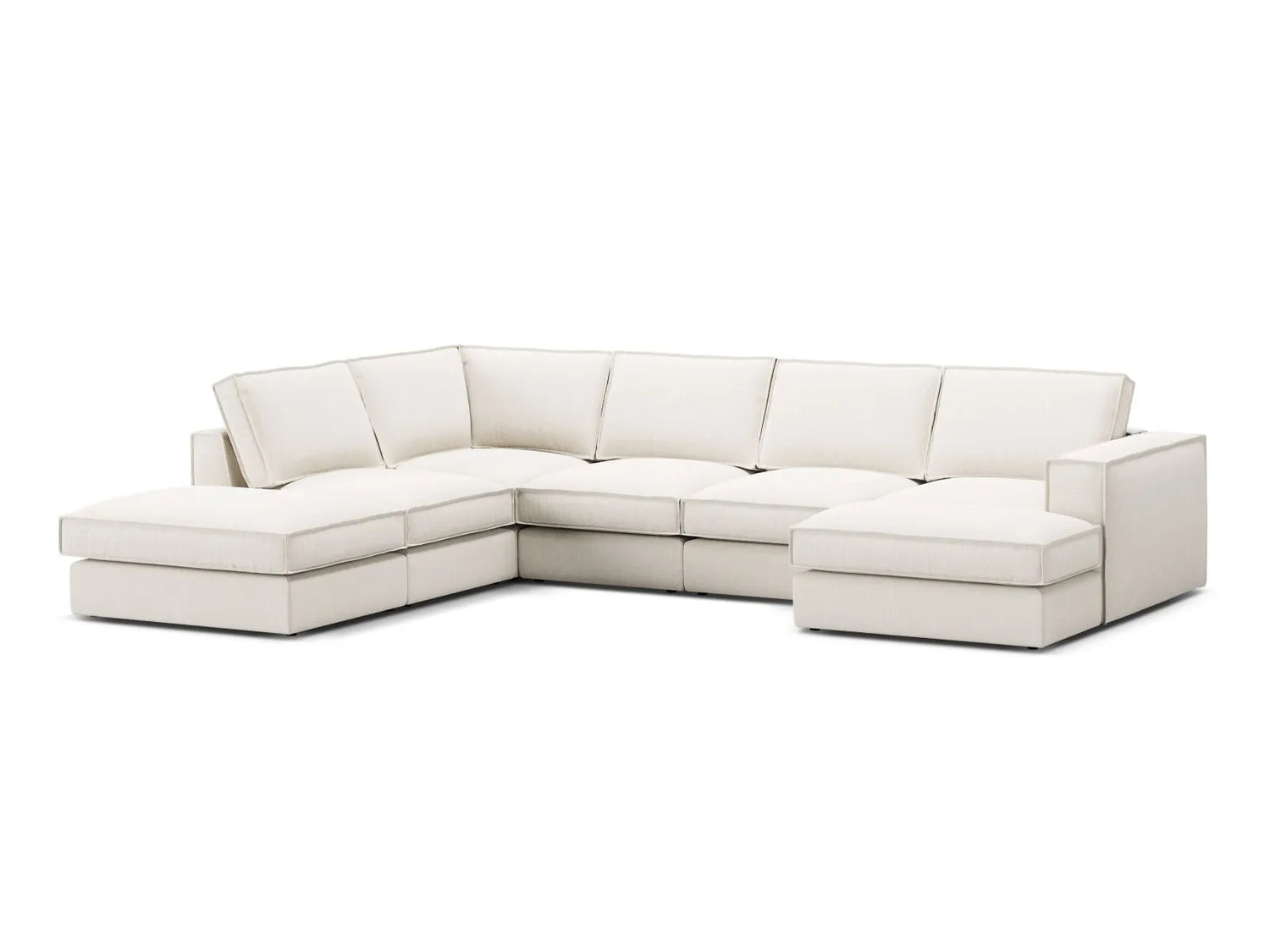 Pola 5-Sitzer Panorama Ecksofa, Linke Seite, aus Strukturierter Stoff in Weiß (BABEL WHITE), 362x259 cm von Micadoni – Bild 3