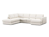 Pola 5-Sitzer Panorama Ecksofa, Linke Seite, aus Strukturierter Stoff in Weiß (BABEL WHITE), 362x259 cm von Micadoni – Bild 3