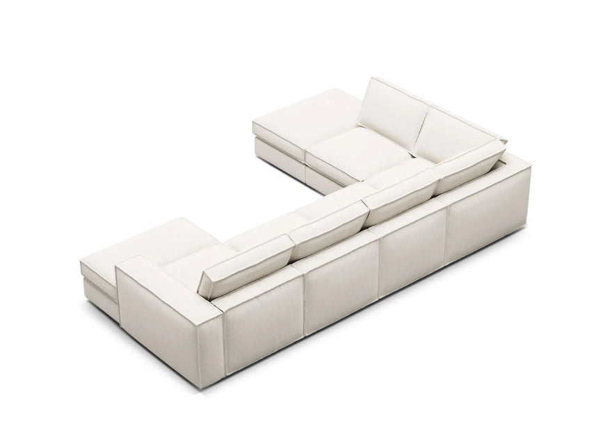 Pola 5-Sitzer Panorama Ecksofa, Linke Seite, aus Strukturierter Stoff in Weiß (BABEL WHITE), 362x259 cm von Micadoni – Bild 5