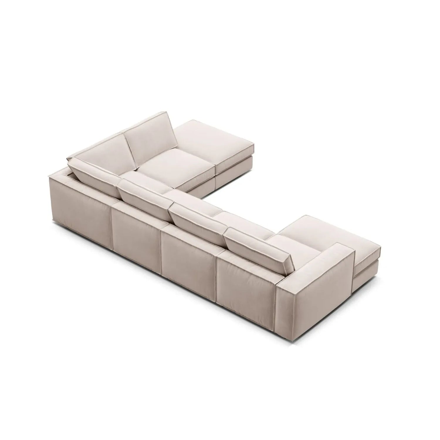 Pola 5-Sitzer Panorama Ecksofa, Rechte Seite, aus Samt in Beige (Salvador 1), 362x259 cm - ZEN ZONE Furniture