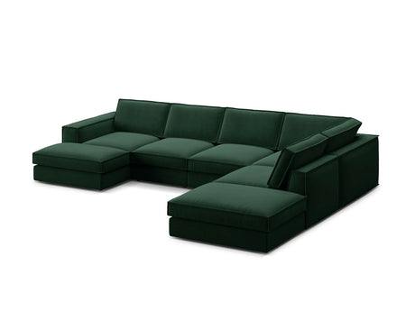 Pola 5-Sitzer Panorama Ecksofa, Rechte Seite, aus Samt in Flaschengrün (Salvador 7), 362x259 cm von Micadoni – Bild 4