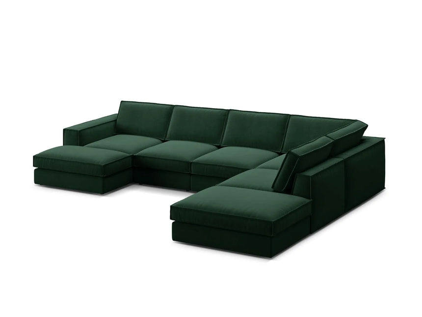 Pola 5-Sitzer Panorama Ecksofa, Rechte Seite, aus Samt in Flaschengrün (Salvador 7), 362x259 cm von Micadoni – Bild 4