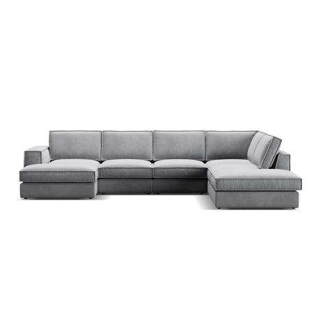 Pola 5-Sitzer Panorama Ecksofa, Rechte Seite, aus Samt in Beige (Salvador 1), 362x259 cm - ZEN ZONE Furniture