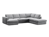 Pola 5-Sitzer Panorama Ecksofa, Rechte Seite, aus Samt in Grau (Salvador 17), 362x259 cm von Micadoni – Bild 3