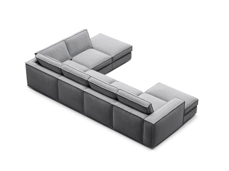 Pola 5-Sitzer Panorama Ecksofa, Rechte Seite, aus Samt in Grau (Salvador 17), 362x259 cm von Micadoni – Bild 5