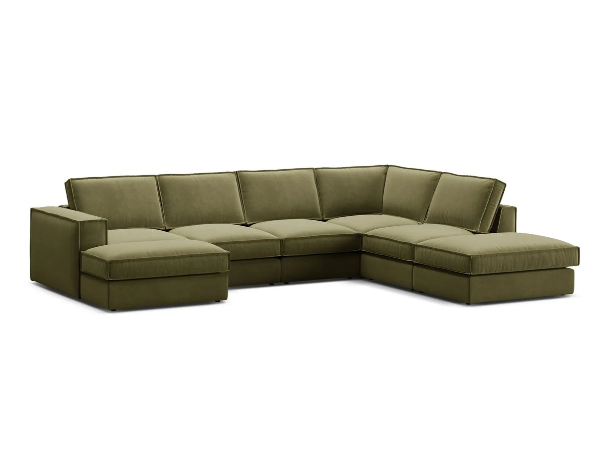 Pola 5-Sitzer Panorama Ecksofa, Rechte Seite, aus Samt in Grün (Salvador 8), 362x259 cm von Micadoni – Bild 3