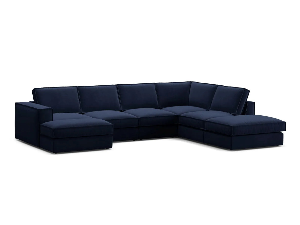Pola 5-Sitzer Panorama Ecksofa, Rechte Seite, aus Samt in Königsblau (Salvador 5), 362x259 cm von Micadoni – Bild 3