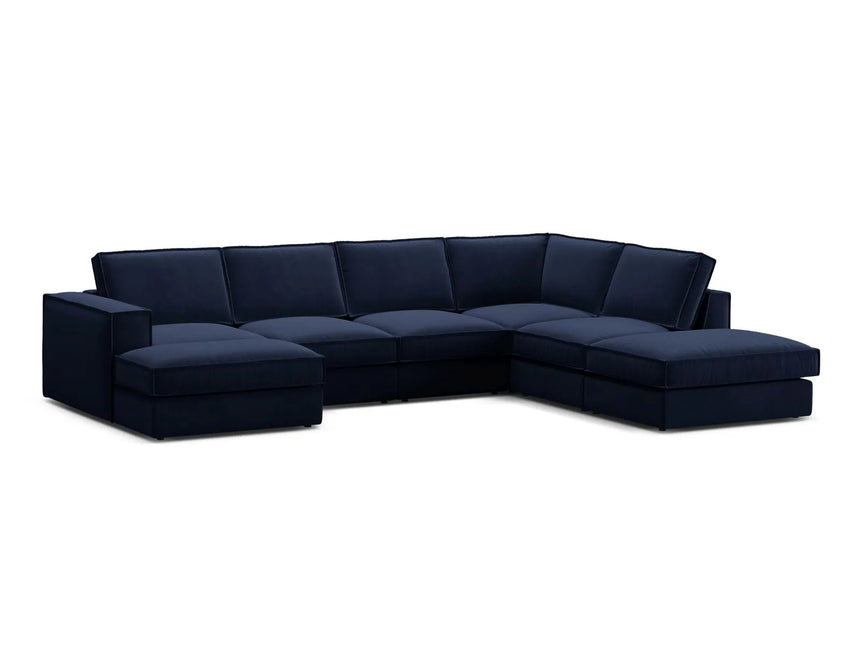 Pola 5-Sitzer Panorama Ecksofa, Rechte Seite, aus Samt in Königsblau (Salvador 5), 362x259 cm von Micadoni – Bild 3