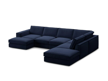 Pola 5-Sitzer Panorama Ecksofa, Rechte Seite, aus Samt in Königsblau (Salvador 5), 362x259 cm von Micadoni – Bild 4