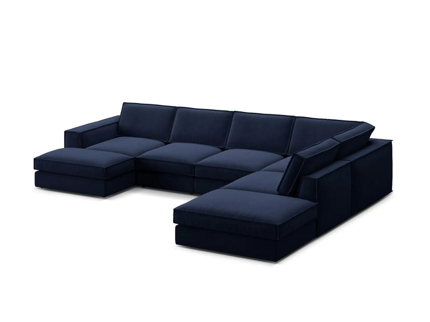 Pola 5-Sitzer Panorama Ecksofa, Rechte Seite, aus Samt in Königsblau (Salvador 5), 362x259 cm von Micadoni – Bild 4
