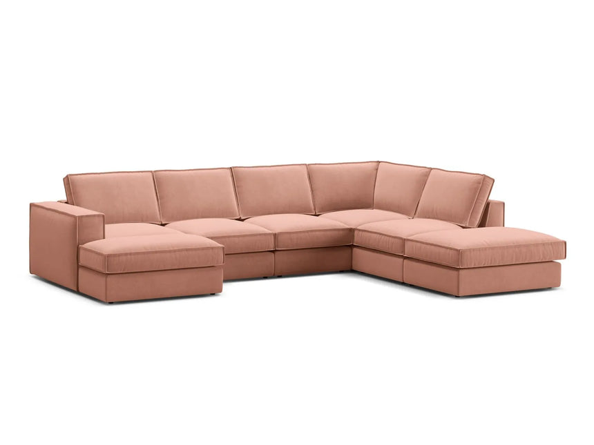 Pola 5-Sitzer Panorama Ecksofa, Rechte Seite, aus Samt in Rosa (Salvador 11), 362x259 cm von Micadoni – Bild 3