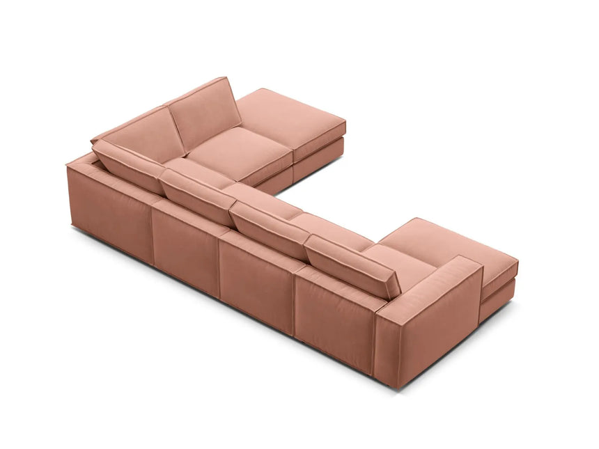 Pola 5-Sitzer Panorama Ecksofa, Rechte Seite, aus Samt in Rosa (Salvador 11), 362x259 cm von Micadoni – Bild 5