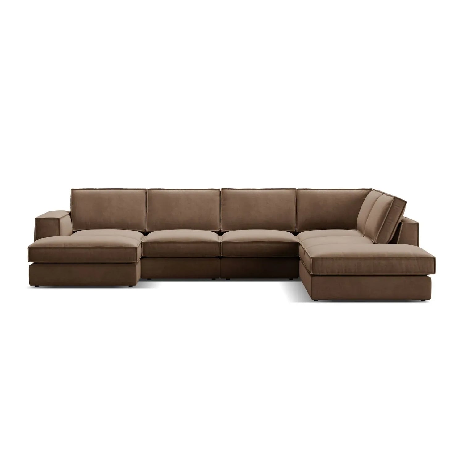 Pola 5-Sitzer Panorama Ecksofa, Rechte Seite, aus Samt in Beige (Salvador 1), 362x259 cm - ZEN ZONE Furniture