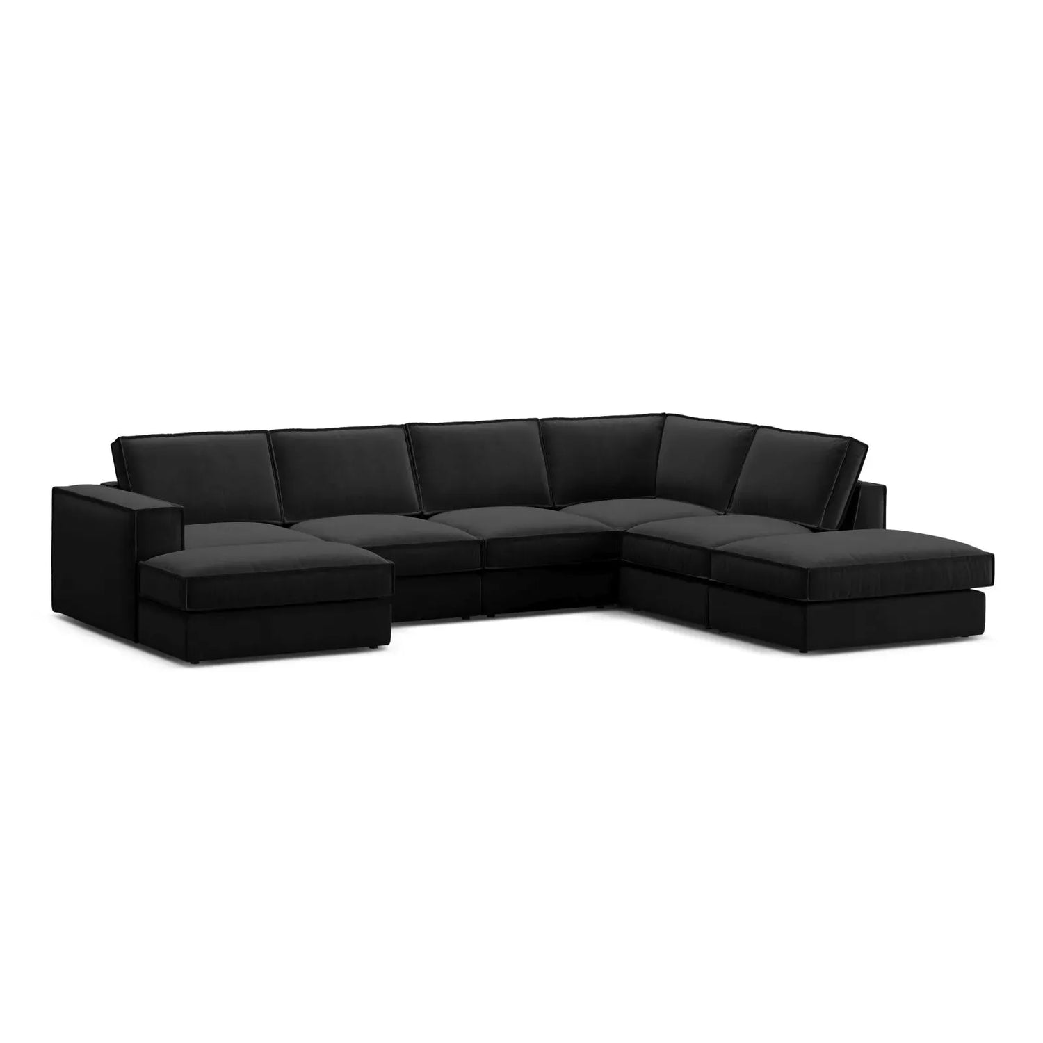 Pola 5-Sitzer Panorama Ecksofa, Rechte Seite, aus Samt in Beige (Salvador 1), 362x259 cm - ZEN ZONE Furniture