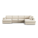Pola 5-Sitzer Panorama Ecksofa, Rechte Seite, aus Samt in Beige (Salvador 1), 362x259 cm - ZEN ZONE Furniture
