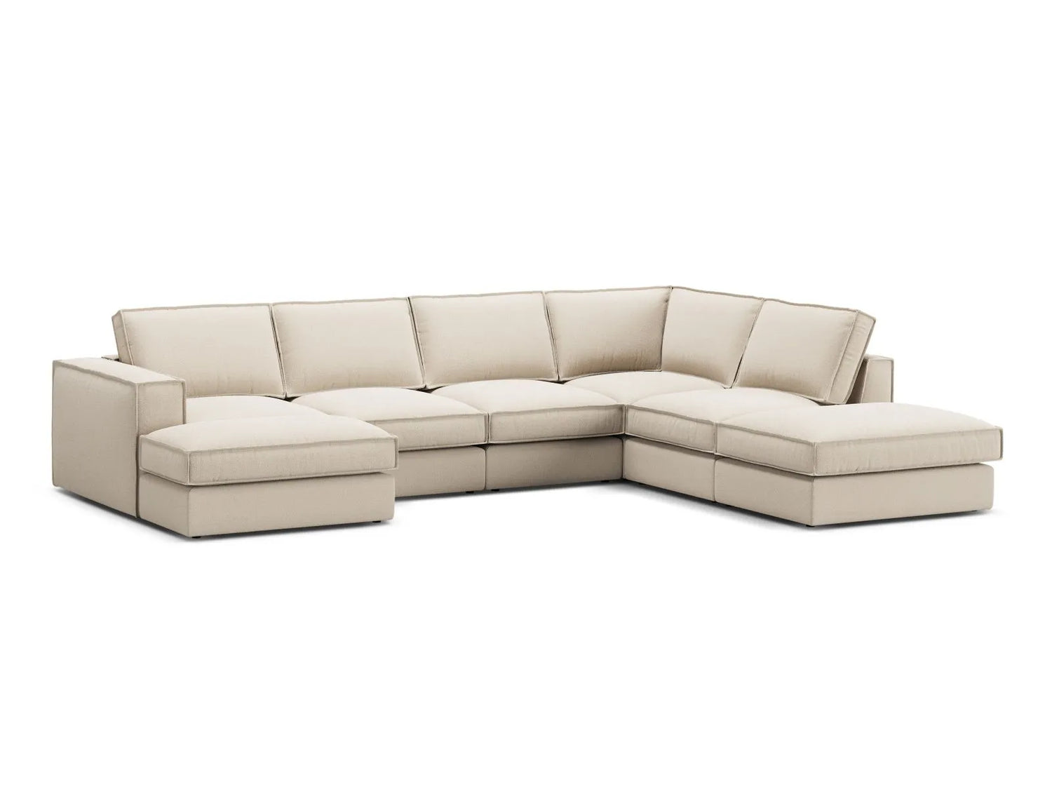 Pola 5-Sitzer Panorama Ecksofa, Rechte Seite, aus Strukturierter Stoff in Beige (BABEL TOFFEE), 362x259 cm von Micadoni – Bild 3