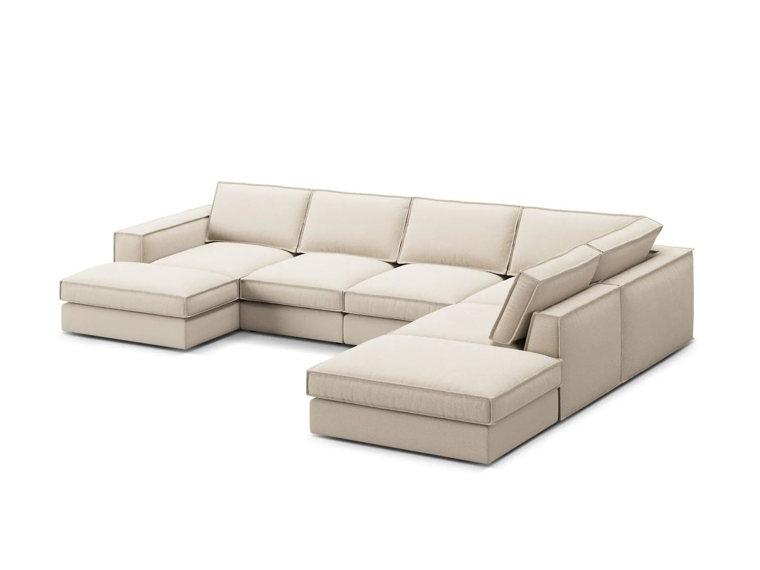 Pola 5-Sitzer Panorama Ecksofa, Rechte Seite, aus Strukturierter Stoff in Beige (BABEL TOFFEE), 362x259 cm von Micadoni – Bild 4
