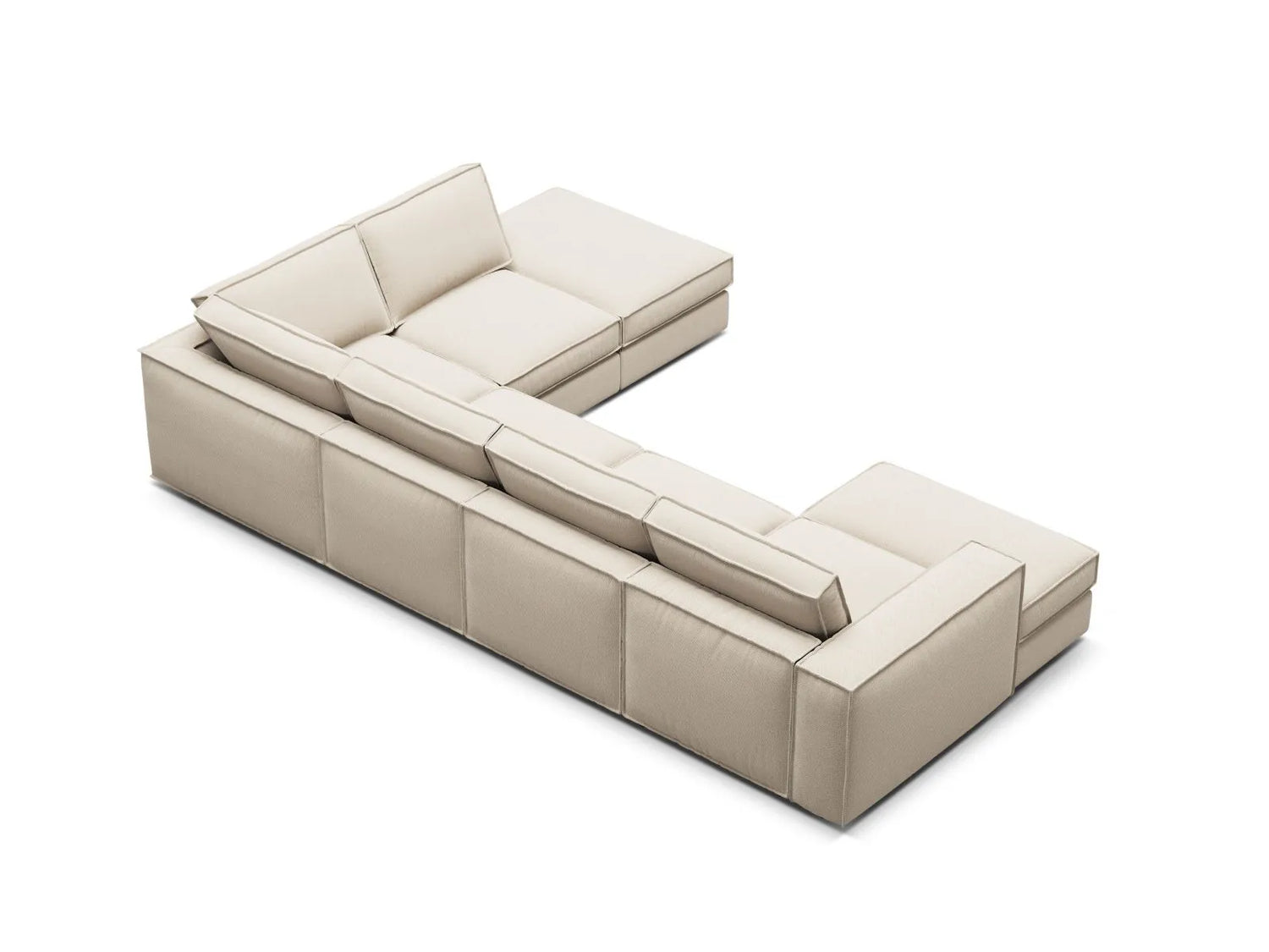 Pola 5-Sitzer Panorama Ecksofa, Rechte Seite, aus Strukturierter Stoff in Beige (BABEL TOFFEE), 362x259 cm von Micadoni – Bild 5