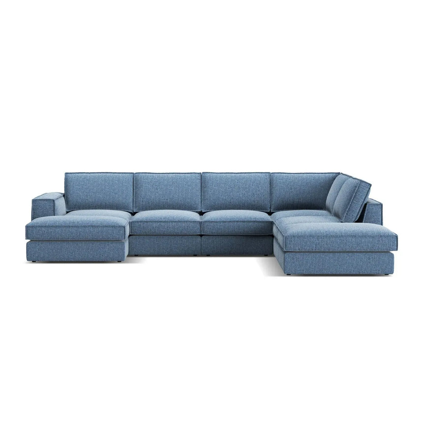 Pola 5-Sitzer Panorama Ecksofa, Rechte Seite, aus Samt in Beige (Salvador 1), 362x259 cm - ZEN ZONE Furniture