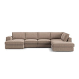 Pola 5-Sitzer Panorama Ecksofa, Rechte Seite, aus Samt in Beige (Salvador 1), 362x259 cm - ZEN ZONE Furniture