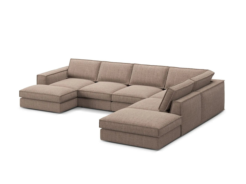 Pola 5-Sitzer Panorama Ecksofa, Rechte Seite, aus Strukturierter Stoff in Hellbraun (BABEL TAUPE), 362x259 cm von Micadoni – Bild 4
