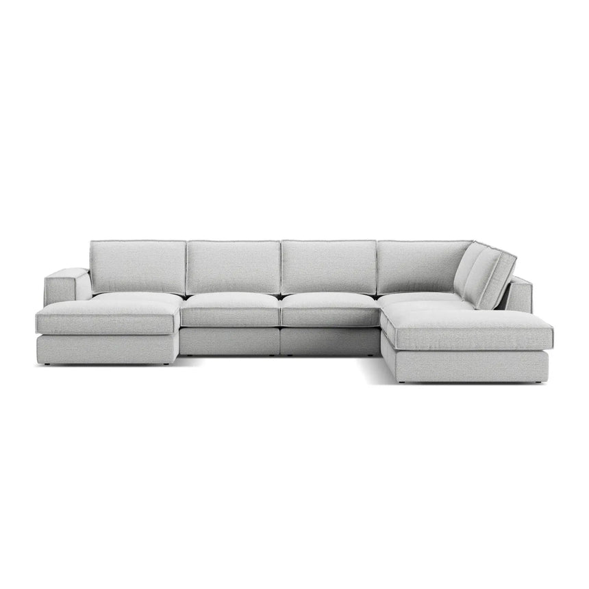 Pola 5-Sitzer Panorama Ecksofa, Rechte Seite, aus Samt in Beige (Salvador 1), 362x259 cm - ZEN ZONE Furniture