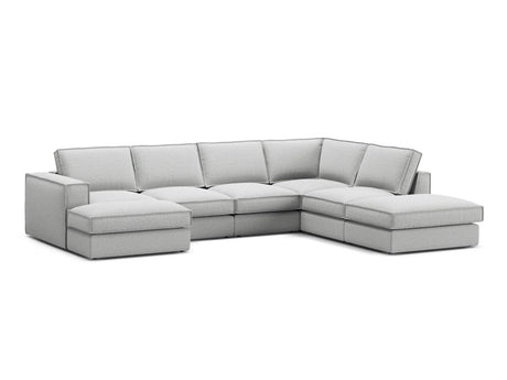 Pola 5-Sitzer Panorama Ecksofa, Rechte Seite, aus Strukturierter Stoff in Hellgrau (BABEL LIGHT GREY), 362x259 cm von Micadoni – Bild 3