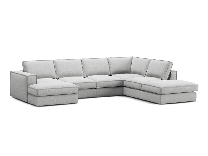 Pola 5-Sitzer Panorama Ecksofa, Rechte Seite, aus Strukturierter Stoff in Hellgrau (BABEL LIGHT GREY), 362x259 cm von Micadoni – Bild 3