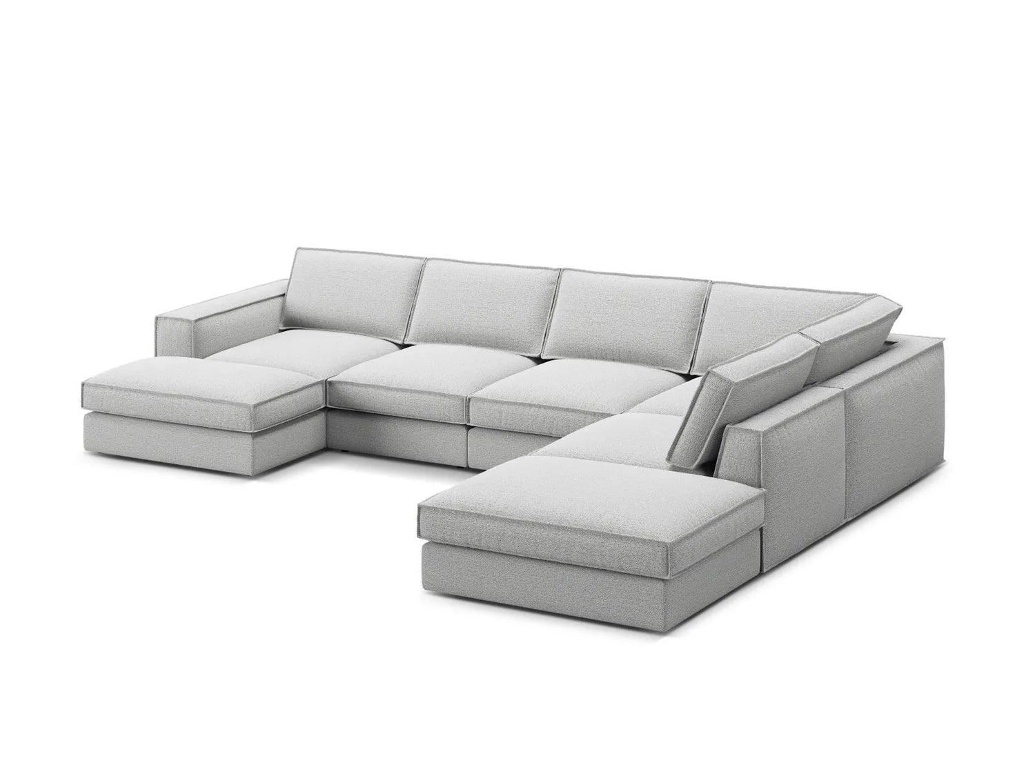 Pola 5-Sitzer Panorama Ecksofa, Rechte Seite, aus Strukturierter Stoff in Hellgrau (BABEL LIGHT GREY), 362x259 cm von Micadoni – Bild 4