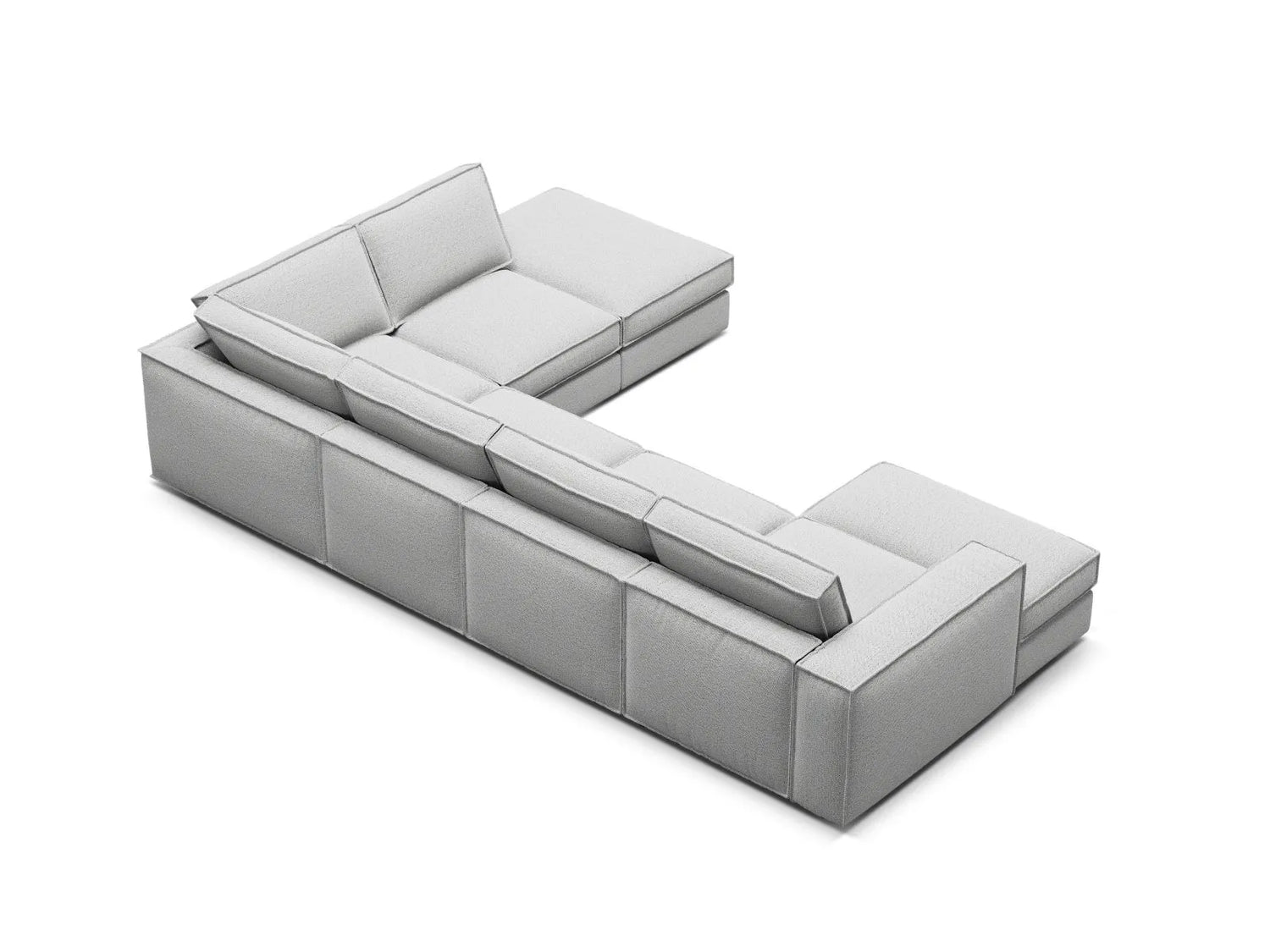 Pola 5-Sitzer Panorama Ecksofa, Rechte Seite, aus Strukturierter Stoff in Hellgrau (BABEL LIGHT GREY), 362x259 cm von Micadoni – Bild 5