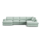 Pola 5-Sitzer Panorama Ecksofa, Rechte Seite, aus Samt in Beige (Salvador 1), 362x259 cm - ZEN ZONE Furniture