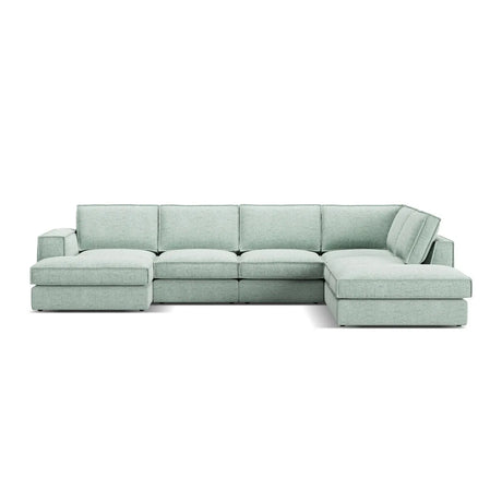 Pola 5-Sitzer Panorama Ecksofa, Rechte Seite, aus Samt in Beige (Salvador 1), 362x259 cm - ZEN ZONE Furniture