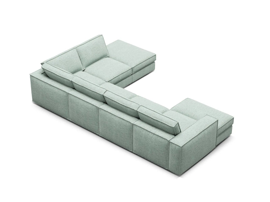 Pola 5-Sitzer Panorama Ecksofa, Rechte Seite, aus Strukturierter Stoff in Minze (BABEL SAFIRA), 362x259 cm von Micadoni – Bild 5