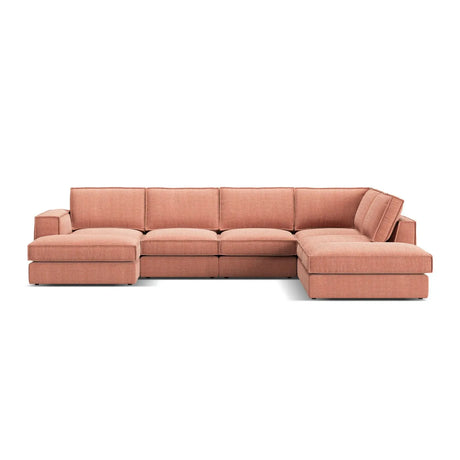 Pola 5-Sitzer Panorama Ecksofa, Rechte Seite, aus Samt in Beige (Salvador 1), 362x259 cm - ZEN ZONE Furniture