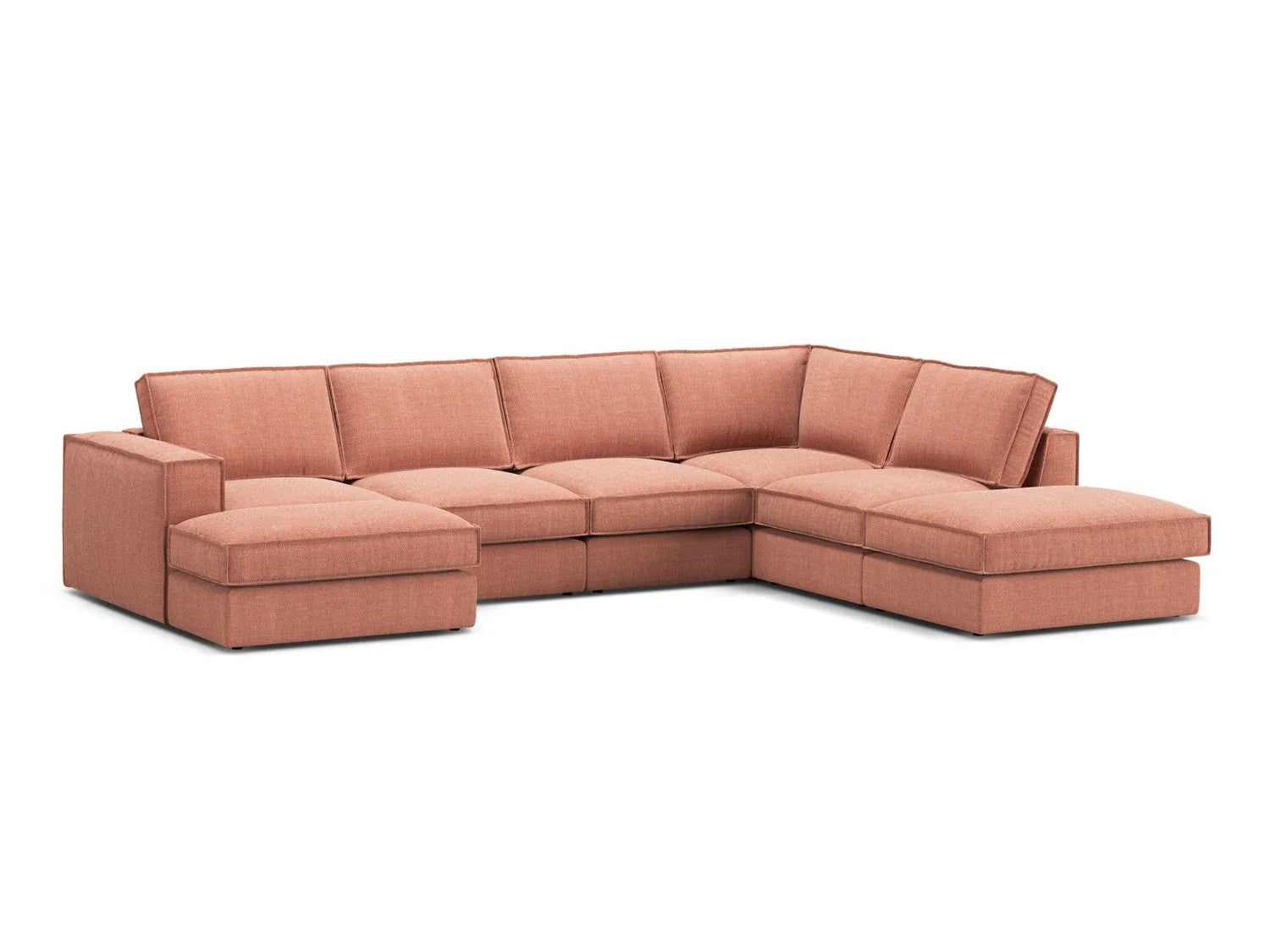 Pola 5-Sitzer Panorama Ecksofa, Rechte Seite, aus Strukturierter Stoff in Red (BABEL RED), 362x259 cm von Micadoni – Bild 3