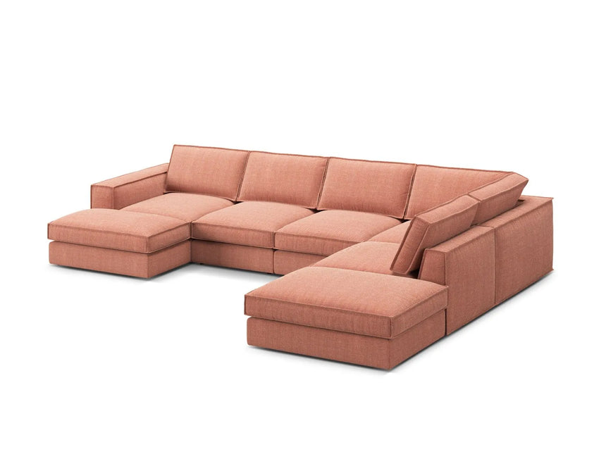 Pola 5-Sitzer Panorama Ecksofa, Rechte Seite, aus Strukturierter Stoff in Red (BABEL RED), 362x259 cm von Micadoni – Bild 4