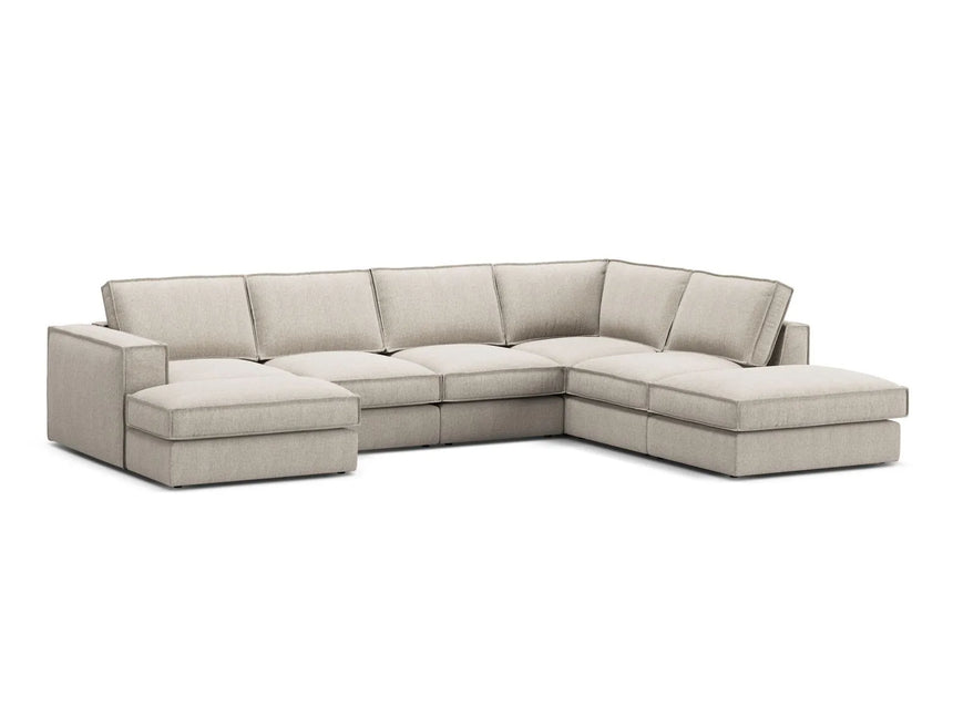 Pola 5-Sitzer Panorama Ecksofa, Rechte Seite, aus Strukturierter Stoff in Sand (BABEL SAND), 362x259 cm von Micadoni – Bild 3