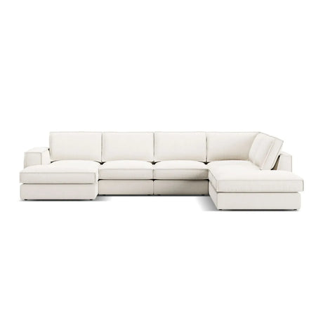 Pola 5-Sitzer Panorama Ecksofa, Rechte Seite, aus Samt in Beige (Salvador 1), 362x259 cm - ZEN ZONE Furniture