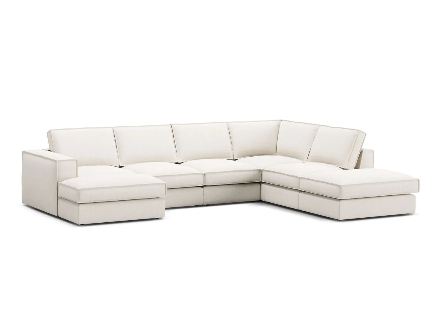 Pola 5-Sitzer Panorama Ecksofa, Rechte Seite, aus Strukturierter Stoff in Weiß (BABEL WHITE), 362x259 cm von Micadoni – Bild 3