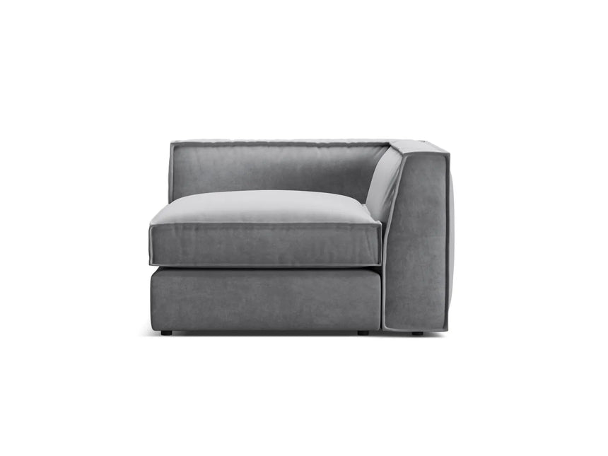 Pola Modulares 1-Sitzer Ecksofa Element aus Samt in Grau (Salvador 17), 103x103x88 cm von Micadoni – Bild 1