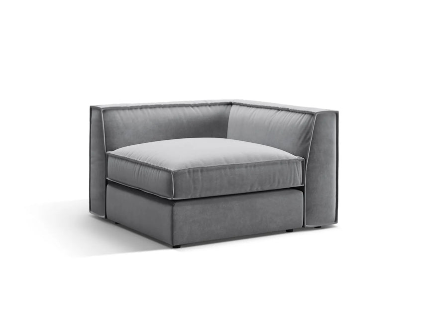 Pola Modulares 1-Sitzer Ecksofa Element aus Samt in Grau (Salvador 17), 103x103x88 cm von Micadoni – Bild 3