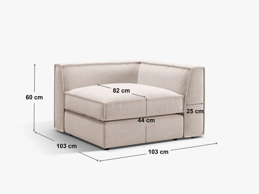 Pola Modulares 1-Sitzer Ecksofa Element aus Samt in Grün (Salvador 8), 103x103x88 cm von Micadoni – Bild 2