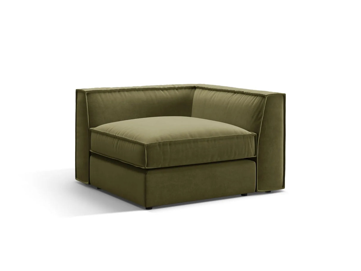 Pola Modulares 1-Sitzer Ecksofa Element aus Samt in Grün (Salvador 8), 103x103x88 cm von Micadoni – Bild 3