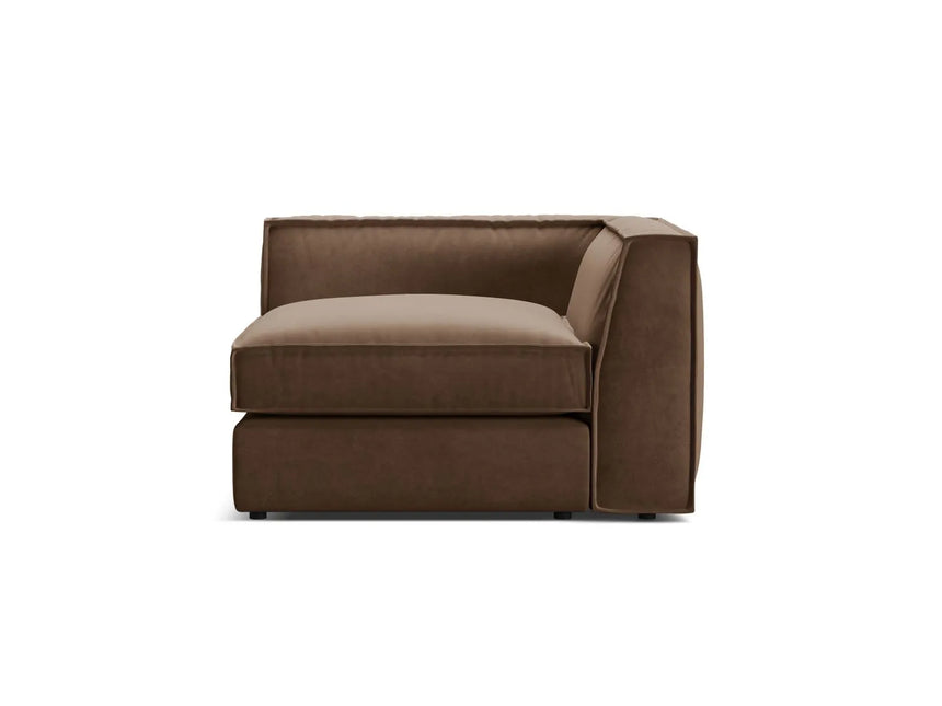 Pola Modulares 1-Sitzer Ecksofa Element aus Samt in Schokolade (Salvador 4), 103x103x88 cm von Micadoni – Bild 1
