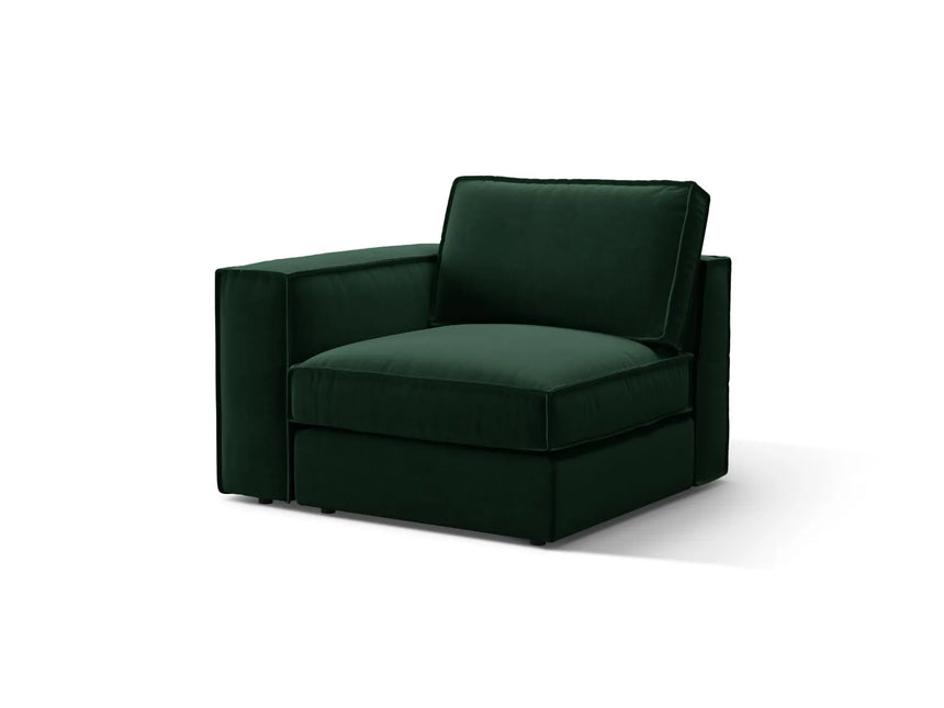 Pola Modulares 1-Sitzer Sofa Sitzelement, Linke Seite, aus Samt in Flaschengrün (Salvador 7), 103x103 cm von Micadoni – Bild 3