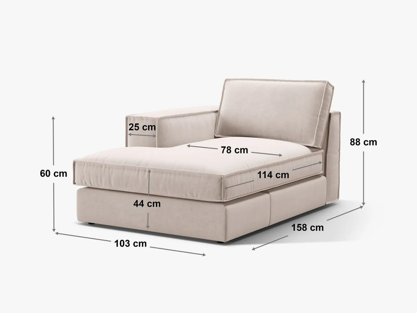 Pola Modulares 1-Sitzer Sofa Sitzelement, Linke Seite, aus Samt in Flaschengrün (Salvador 7), 103x158 cm von Micadoni – Bild 2
