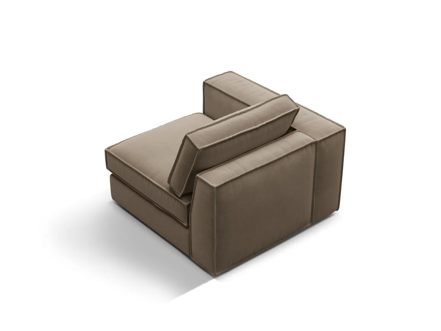 Pola Modulares 1-Sitzer Sofa Sitzelement, Linke Seite, aus Samt in Grau-Braun (Salvador 3), 103x103 cm von Micadoni – Bild 4