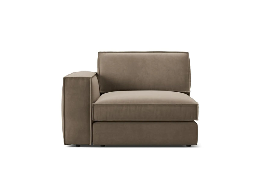 Pola Modulares 1-Sitzer Sofa Sitzelement, Linke Seite, aus Samt in Grau-Braun (Salvador 3), 103x118 cm von Micadoni – Bild 1