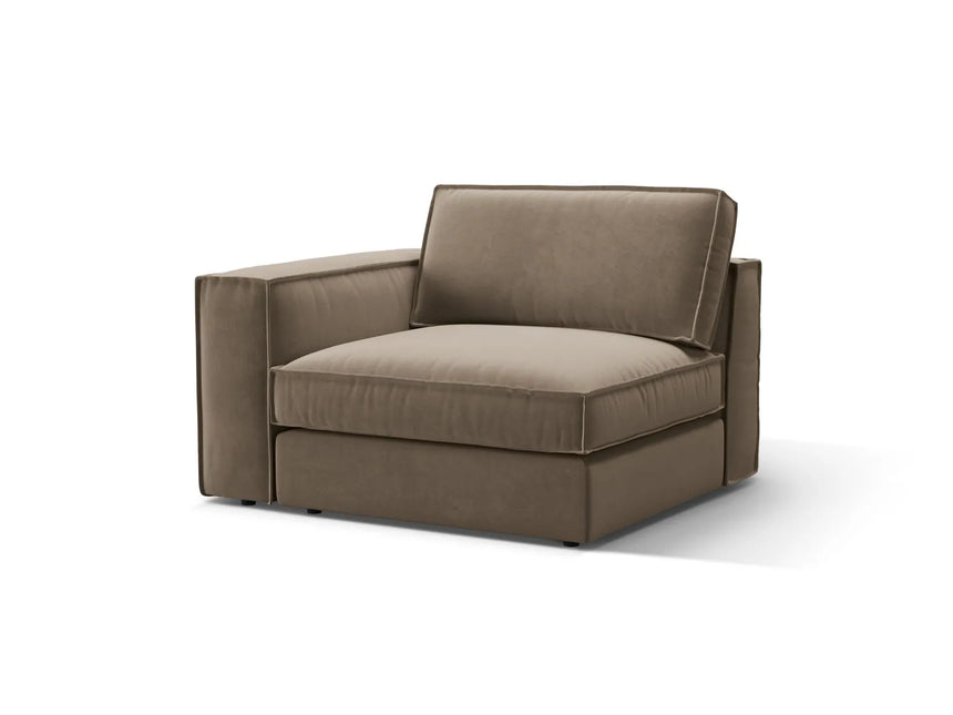 Pola Modulares 1-Sitzer Sofa Sitzelement, Linke Seite, aus Samt in Grau-Braun (Salvador 3), 103x118 cm von Micadoni – Bild 3